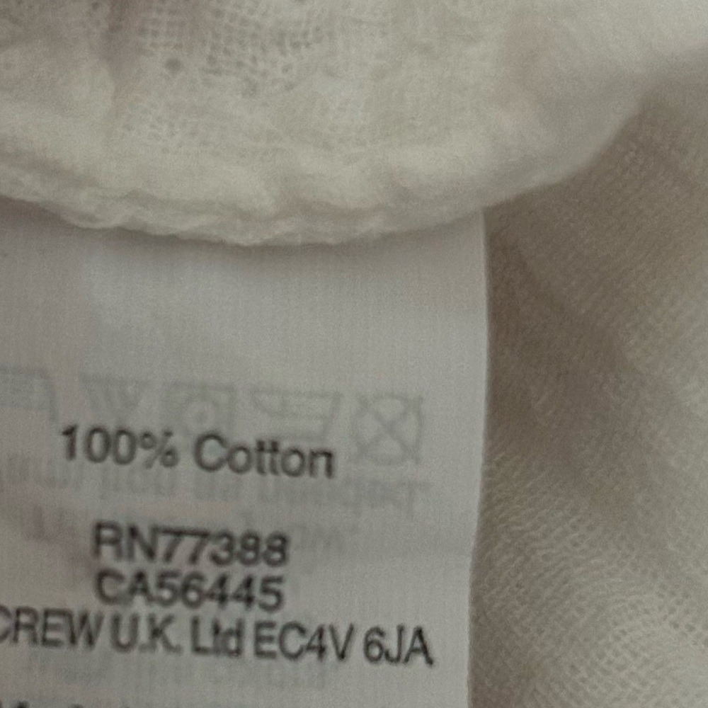 J. Crew White Cotton 3/4 Sleeve Elastic Waist Beach Cover Up Dress Small - Picture 9 of 13